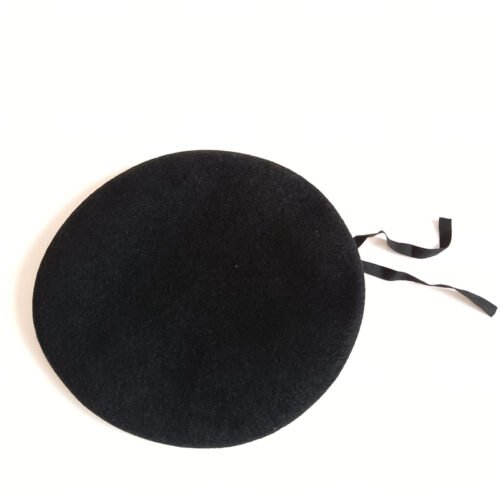 Avatar outdoor good quality black woolen beret with nature leather binding wrap