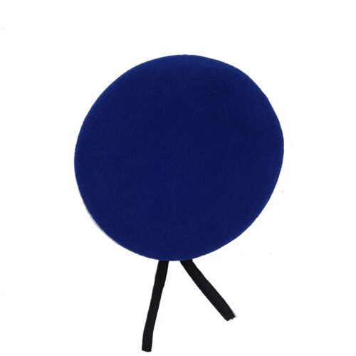 Avatar outdoor customized dark navy woolen beret with nature leather binding wrap