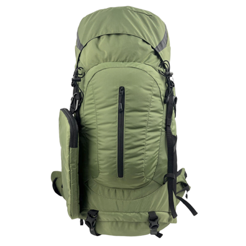 Avatar durable large capacity 65L green climbing backpack with 30W solar panel for outdoor trekking/camping