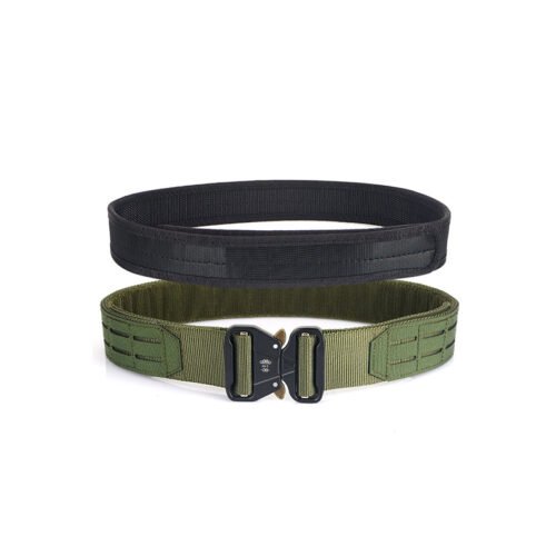 50mm Dark Green double layer nylon combat belt with laser cut new design pattern for daily use/tactical training